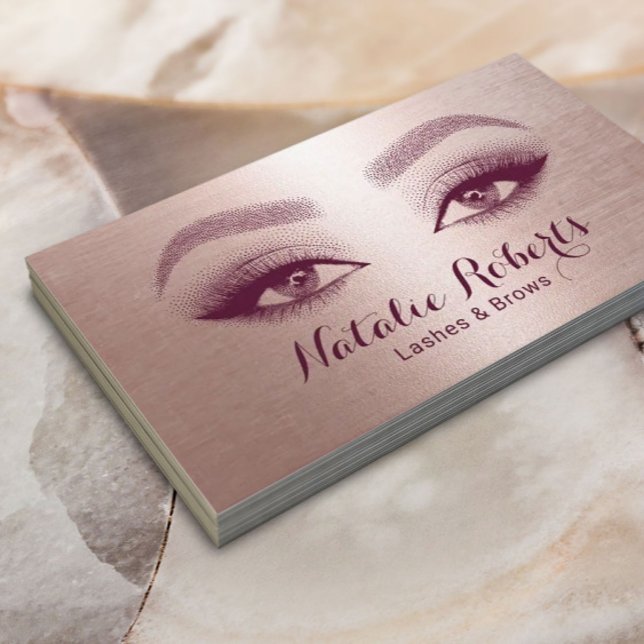 Makeup Artist Eyelash Blush Rose Gold Beauty Salon Business Card (Creator Uploaded)