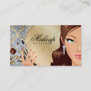 Makeup Artist Eyelash Brushes Cosmetology Silver g Business Card