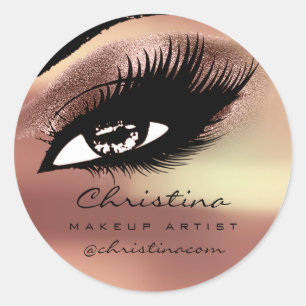 Makeup Artist Eyelash Extension Rose Copper Classic Round Sticker