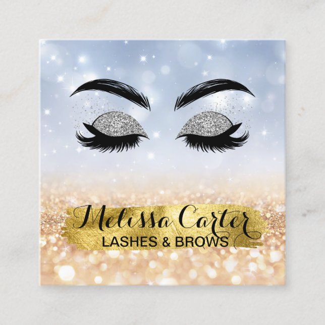 Makeup Artist Eyelash Extensions Lashes Brows Square Business Card (Front)