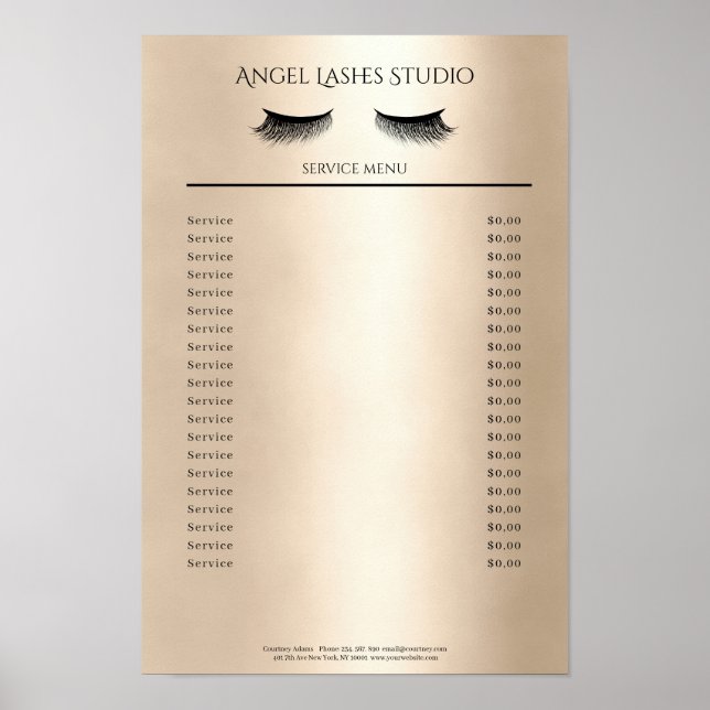 Makeup Artist Eyelash Extensions Preisliste Poster (Front)