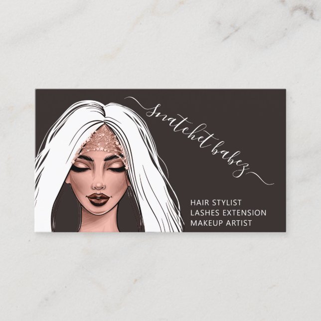Makeup Artist Eyelash Hair Brows QR Code Black Business Card (Front)