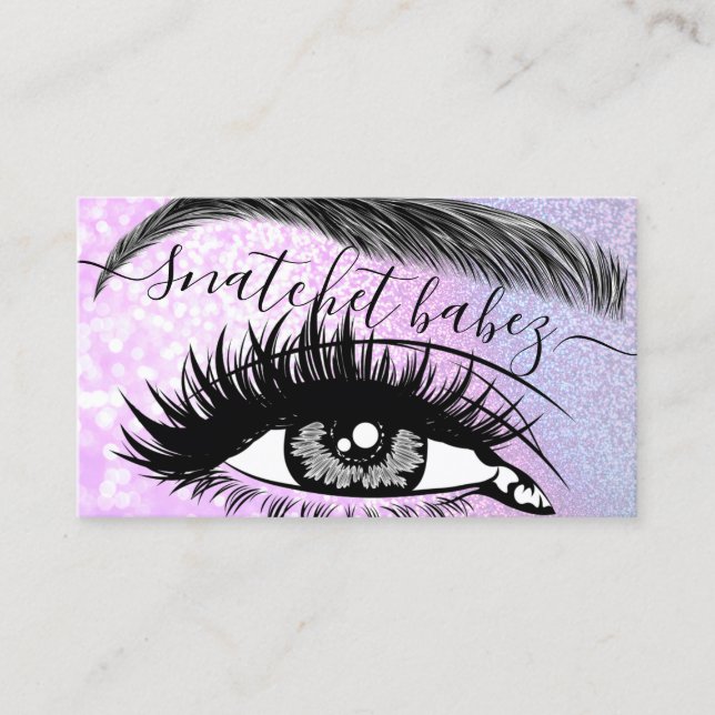 Makeup Artist Eyelash Hair Brows QR Code Pink Business Card (Front)