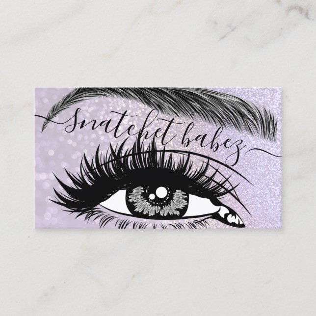 Makeup Artist Eyelash Hair Brows QR Code Purple Business Card (Front)