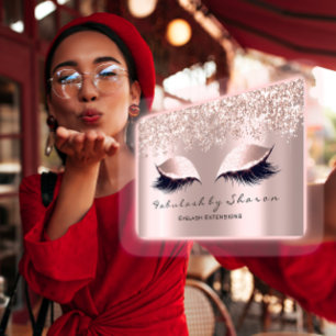 Makeup Artist Eyelash Lash Grey Rose Confetti Rose Business Card