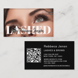 Makeup Artist Eyelash Lashes Black & White script Business Card