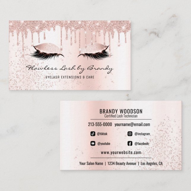 Makeup Artist Eyelash Lashes Glitter Beauty Salon  Business Card (Front/Back)