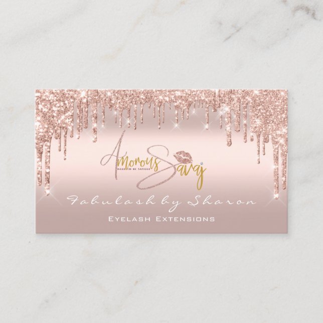 Makeup Artist Eyelash Lashes Glitter Drips Logo1 Business Card (Front)