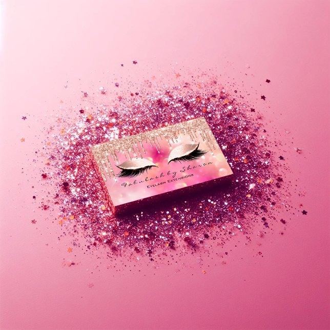 Makeup Artist Eyelash Lashes Glitter Drips Pink Business Card (Makeup Artist Eyelash Lashes Glitter Drips Pink Business Card )