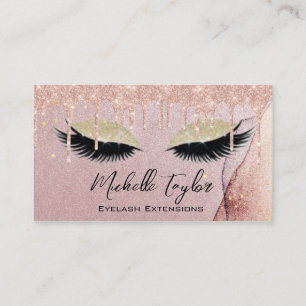 Makeup Artist Eyelash Lashes Glitter Drips Rose Business Card