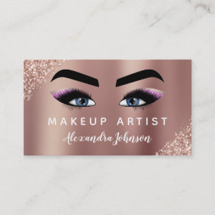 Makeup Artist Eyelash Lashes Glitter Rose Gold Business Card