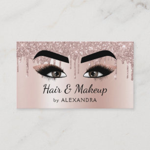 Makeup Artist Eyelash Lashes Glitter Rose Gold Business Card
