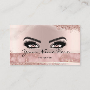 Makeup Artist Eyelash Lashes Glitter Rose script Business Card