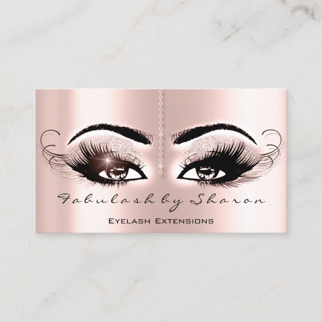 Makeup Artist Eyelash Lashes Glitter Spark Rose Business Card (Front)