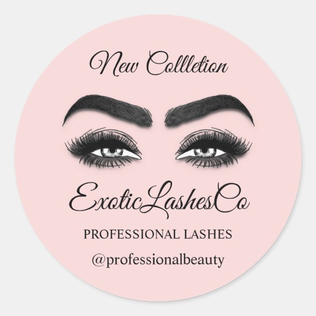Makeup Artist Eyelash Packaging Cleaner Pink Rose  Classic Round Sticker (Front)