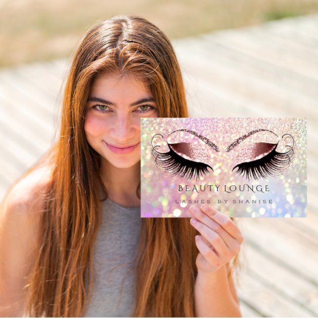 Makeup Artist Eyelash Rose Glam Glitter Hairdstyle Appointment Card (Makeup Artist Eyelash Rose Glam Glitter Hairdstyle Appointment Card)