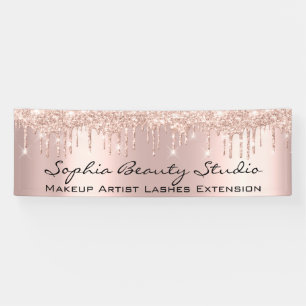 Makeup Artist Eyelash Rose Gold Drips Bride To Be Banner