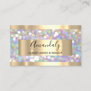 Makeup Artist Eyelashes Gold Glitter Framed Business Card