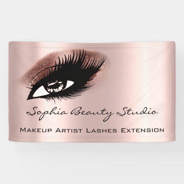 Makeup Artist Eyelashes Rose Gold Brown Banner (Horizontal)