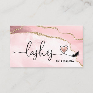 Makeup Artist Eyes Lashes Blush Pink Agate Business Card