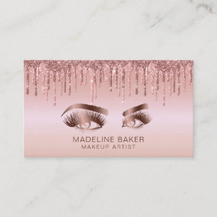 Makeup Artist  Eyes Lashes Dripping Rose Gold Business Card