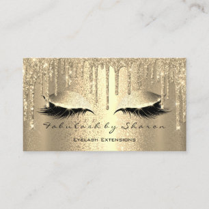 Makeup Artist Eyes Lashes Glitter Drip Champagne G Business Card