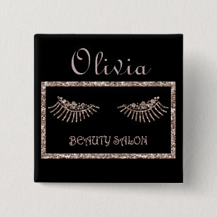 Makeup Artist Eyes Lashes Glitter Drips Spark Beau 15 Cm Square Badge