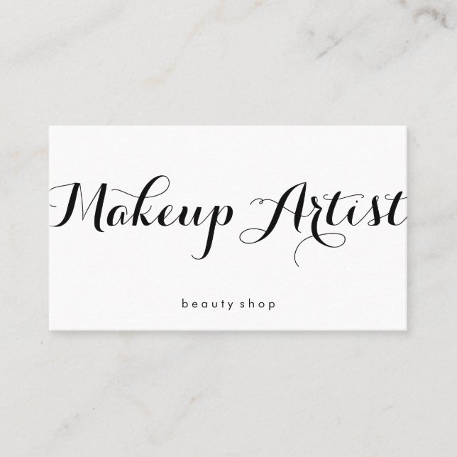Makeup Artist Fancy Font Minimalist Business Card (Front)