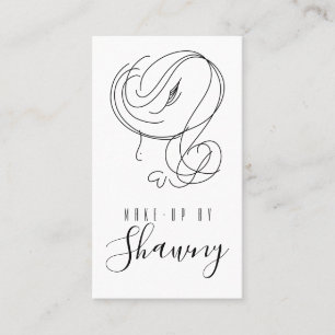 Makeup Artist Feminine Line Art Woman Hand Drawn Business Card