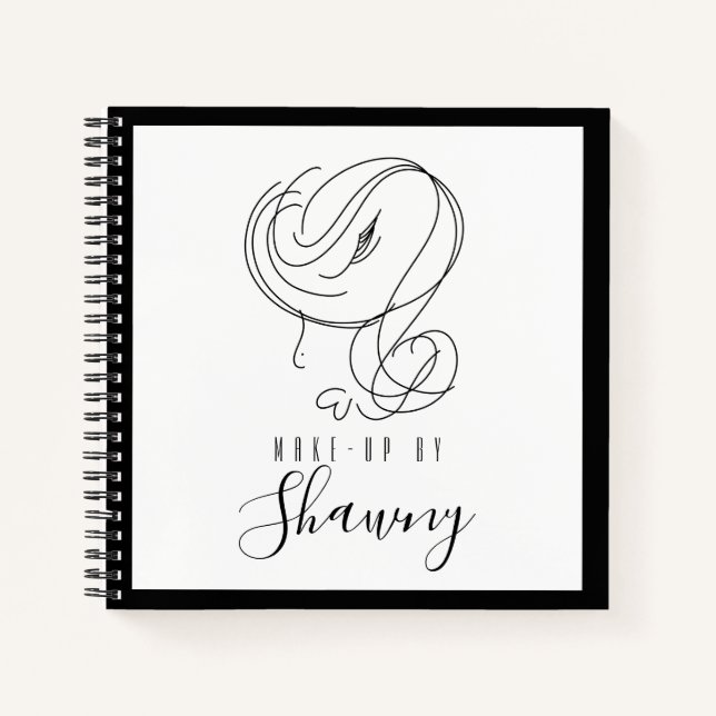 Makeup Artist Feminine Line Art Woman Hand Drawn Notebook (Front)