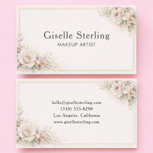 Makeup Artist Floral Neutral Professional Business Card
