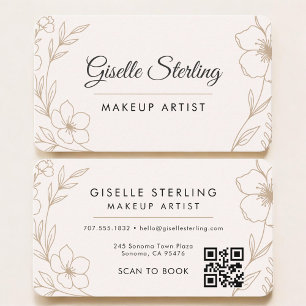 Makeup Artist Floral QR Code Business Card