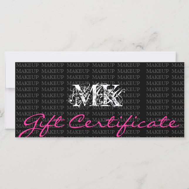Makeup Artist Gift Certificate Pink (Front)