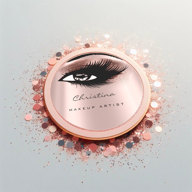 Makeup Artist Glitter  Eyelashes Brown Beauty Classic Round Sticker (Makeup Artist Glitter Eyelashes Brown Beauty Classic Round Sticker)