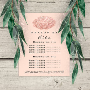 Makeup Artist Glitter Gold Confetti Price List VIP Flyer