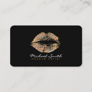 Makeup Artist Glitter Multicolor Lips Business Card