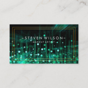 Makeup Artist Glow Glitter Sparkle Modern Green Business Card