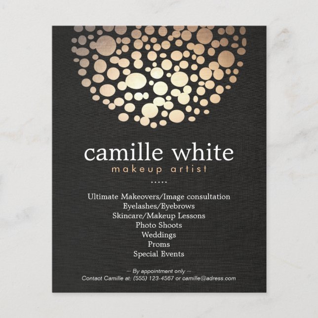 Makeup Artist Gold Circles Beauty Salon Menu (Front)