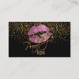 Makeup Artist - Gold Confetti & So Pink Lips Business Card