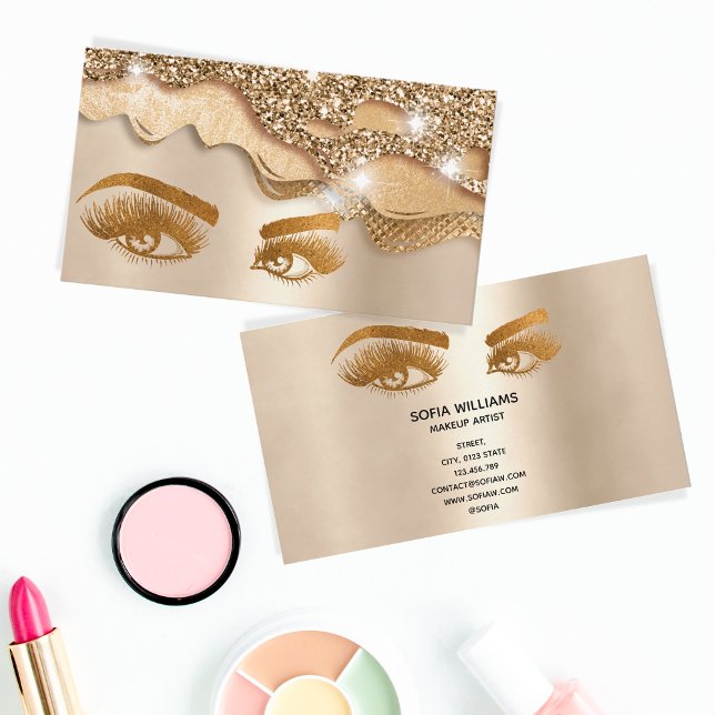 Makeup artist gold Eye Beauty Salon dripping gold Business Card (Creator Uploaded)