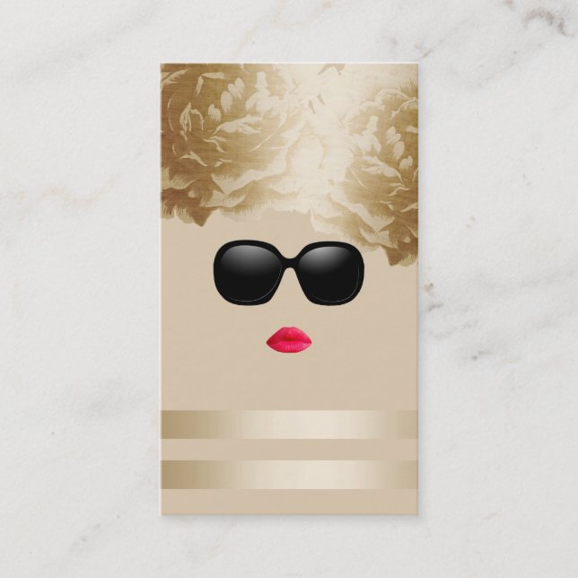 Makeup Artist Gold Floral Sunglasses Beauty Girl Business Card (Front)