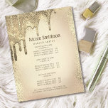 Makeup Artist Gold Glitter Glam Service List  Flyer<br><div class="desc">Makeup Artist Gold Glitter Glam Service List Flye,  Customise the company name,  contact information,  and your products/services listing and prices.</div>