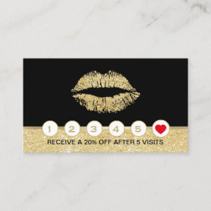 Makeup Artist Gold Glitter Lips Salon Loyalty Card