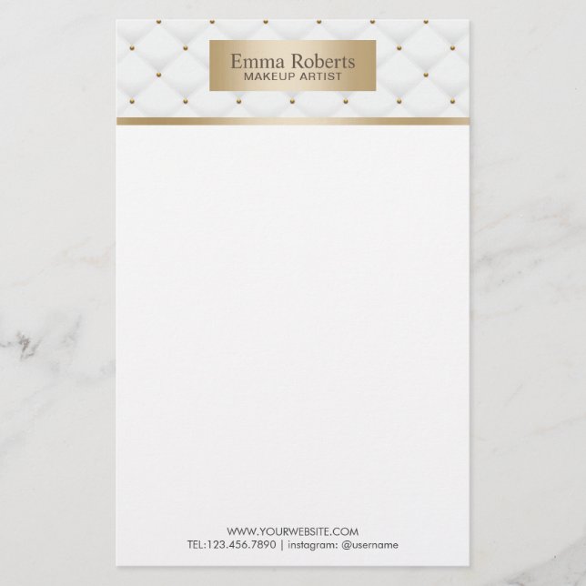 Makeup Artist Gold Label Luxury Quilts Bauty Salon Stationery (Front)