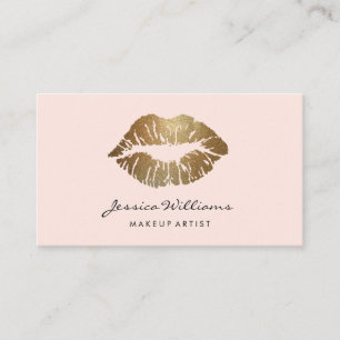 Makeup Artist Gold Lips Blush Pink Business Card