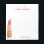 Makeup Artist Gold Sequin Watercolor Beauty Salon Notepad<br><div class="desc">Makeup Artist Gold Sequin Watercolor Beauty Salon Lipstick Notepad of Paper. Faux gold sequin glitter and pink watercolor lipstick. Add name and title,  and contact info. Beauty business office supplies. www.SamAnnDesigns.com</div>