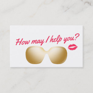 Makeup Artist Gold Sunglasses & Red Kiss Business Card