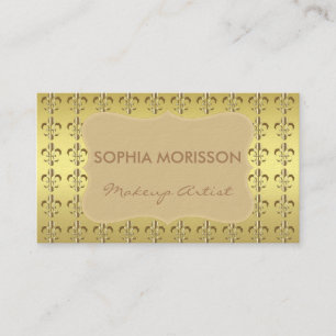 Makeup Artist Golden Fleur-de-lis Golden Monogram Business Card