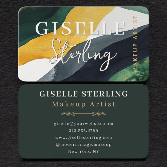 Makeup Artist Green Business Card (Creator Uploaded)