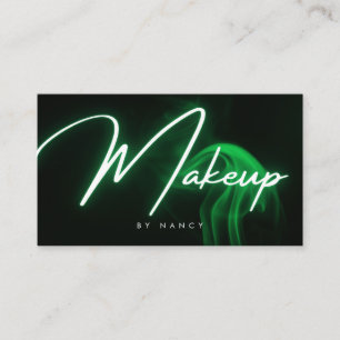 Makeup Artist Green Neon Smoke Modern Beauty Salon Business Card